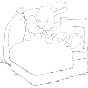 Peter Rabbit für Frühling und Ostern Färbung Vintage Digital Bundle Download Hand gezeichnete Kinder Aktivität Buch Seiten Schule Kinder klassische SVG