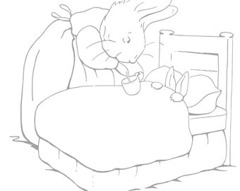 Peter Rabbit per la primavera e la Pasqua da colorare Vintage Digital Bundle Scarica Pagine disegnate a mano per bambini Attività Libro Scuola Bambini Classico SVG