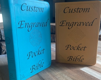 Custom Engraved Bible Hand Pocket Portable Personalized Church Group Gift Family Etched New Old Testament Baby First Tabernacle Faith Christ