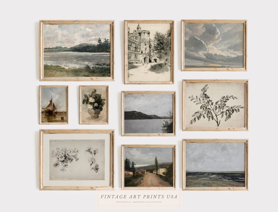 PRINTABLE Vintage Gallery Wall Art Set of 10 Warm Aesthetic Instant ...