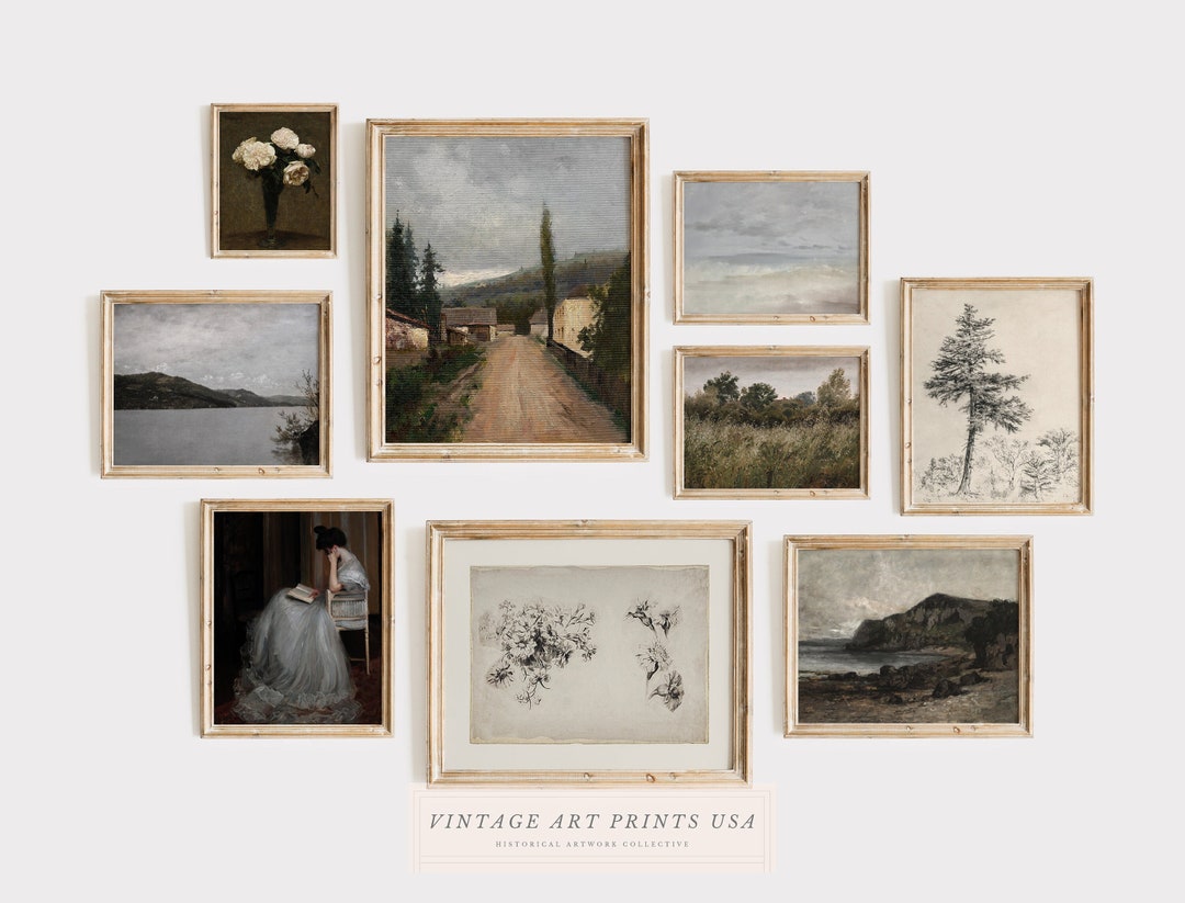 PRINTABLE Vintage Gallery Wall Art Set of 9 Warm Aesthetic Etsy