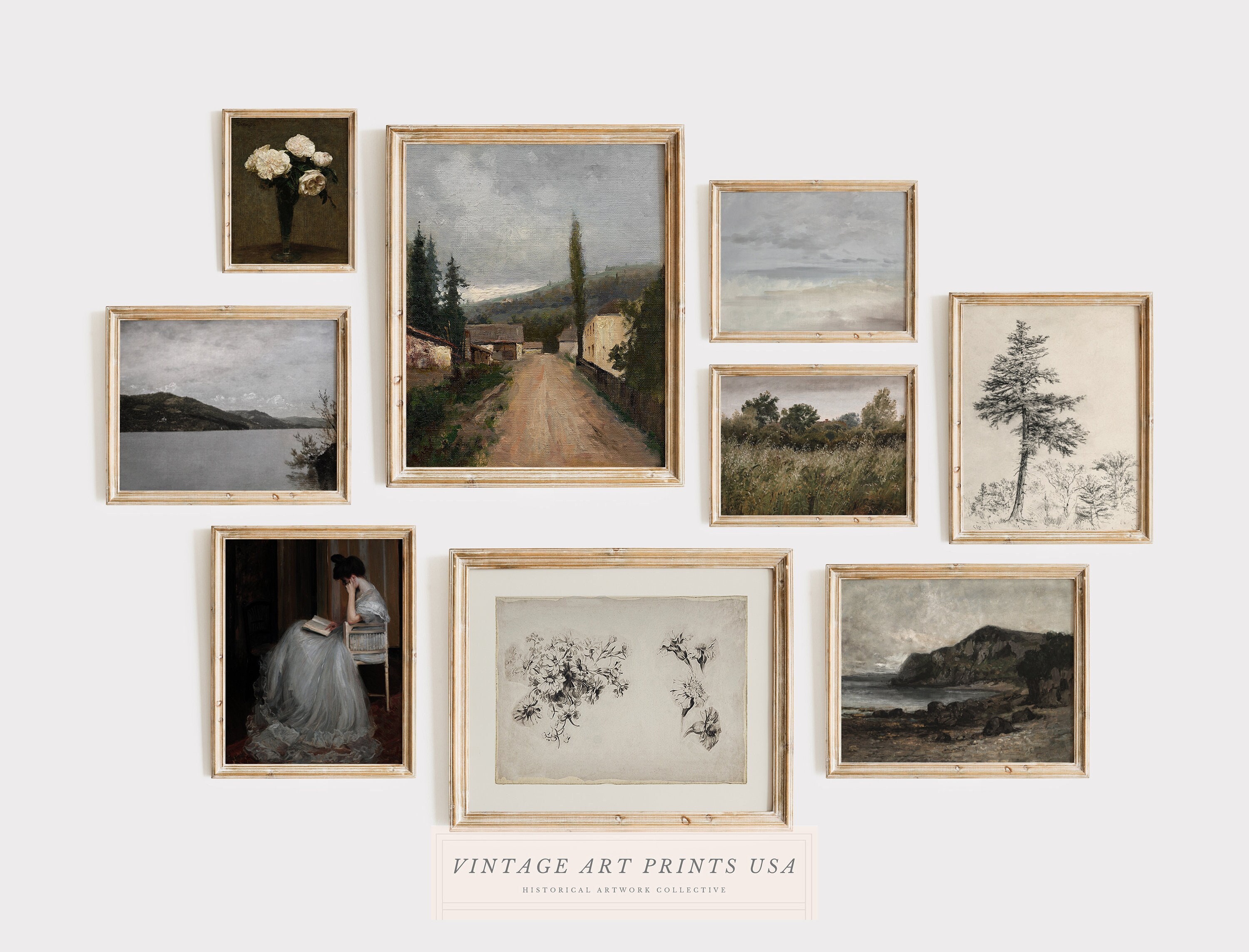 PRINTABLE Vintage Gallery Wall Art Set of 9 Warm Aesthetic - Etsy