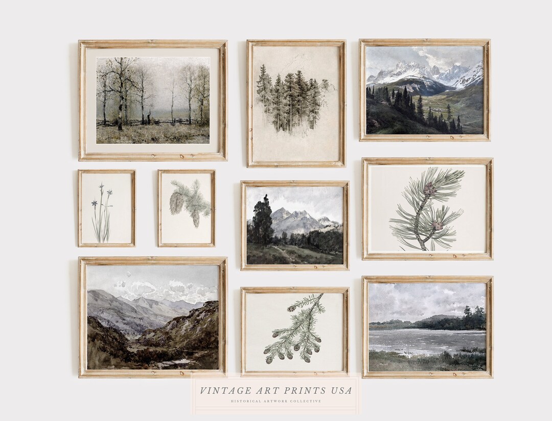 Vintage Gallery Wall Art Set of 10 PRINTABLE Instant Digital Download