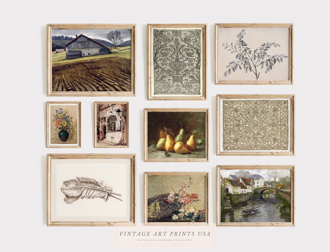 PRINTABLE Vintage Gallery Wall Art Set of 10 Instant Digital Download JPEG Warm Country