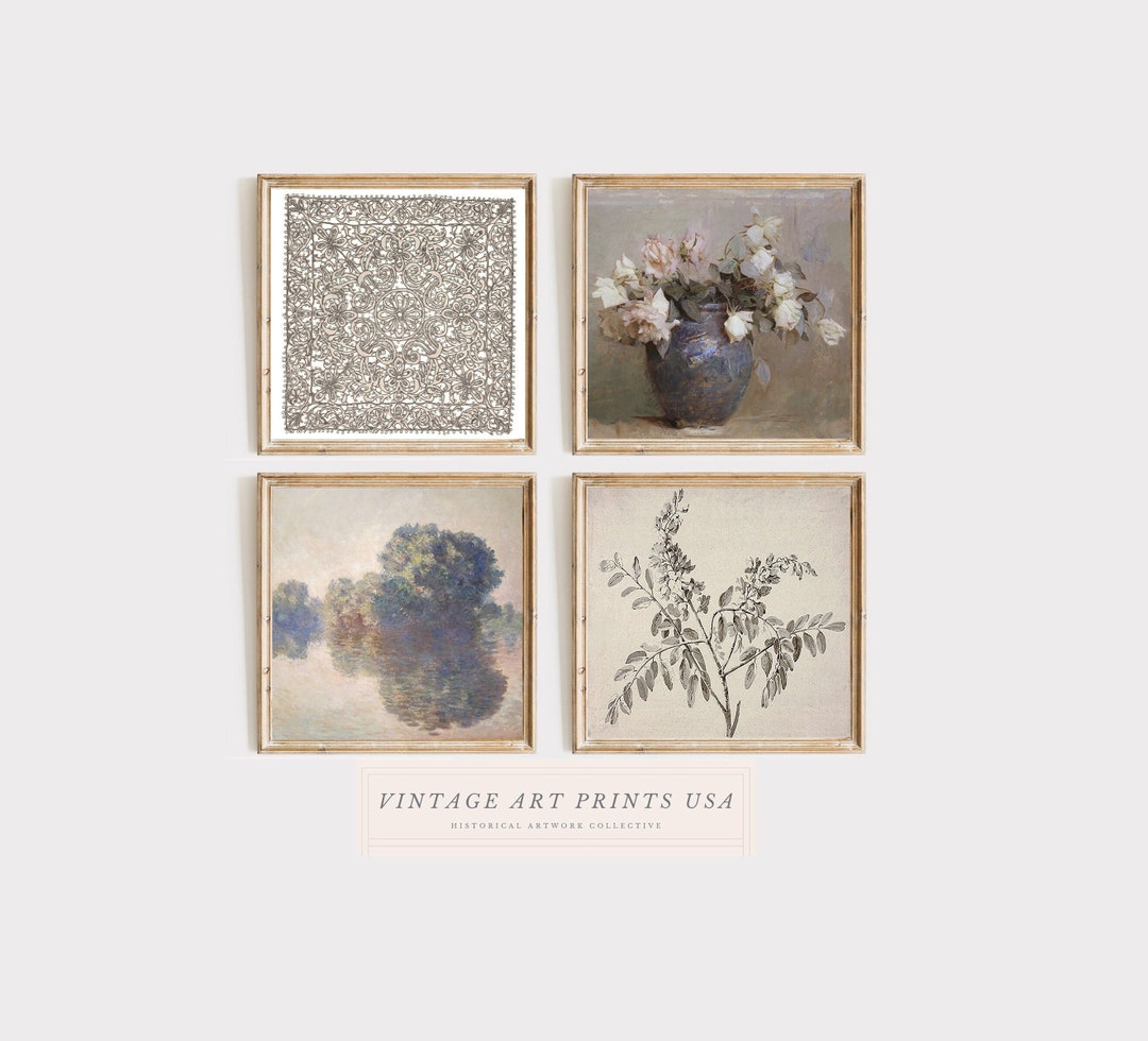 PRINTABLE Vintage Gallery Wall Art Set of 4 | Instant Digital Download ...