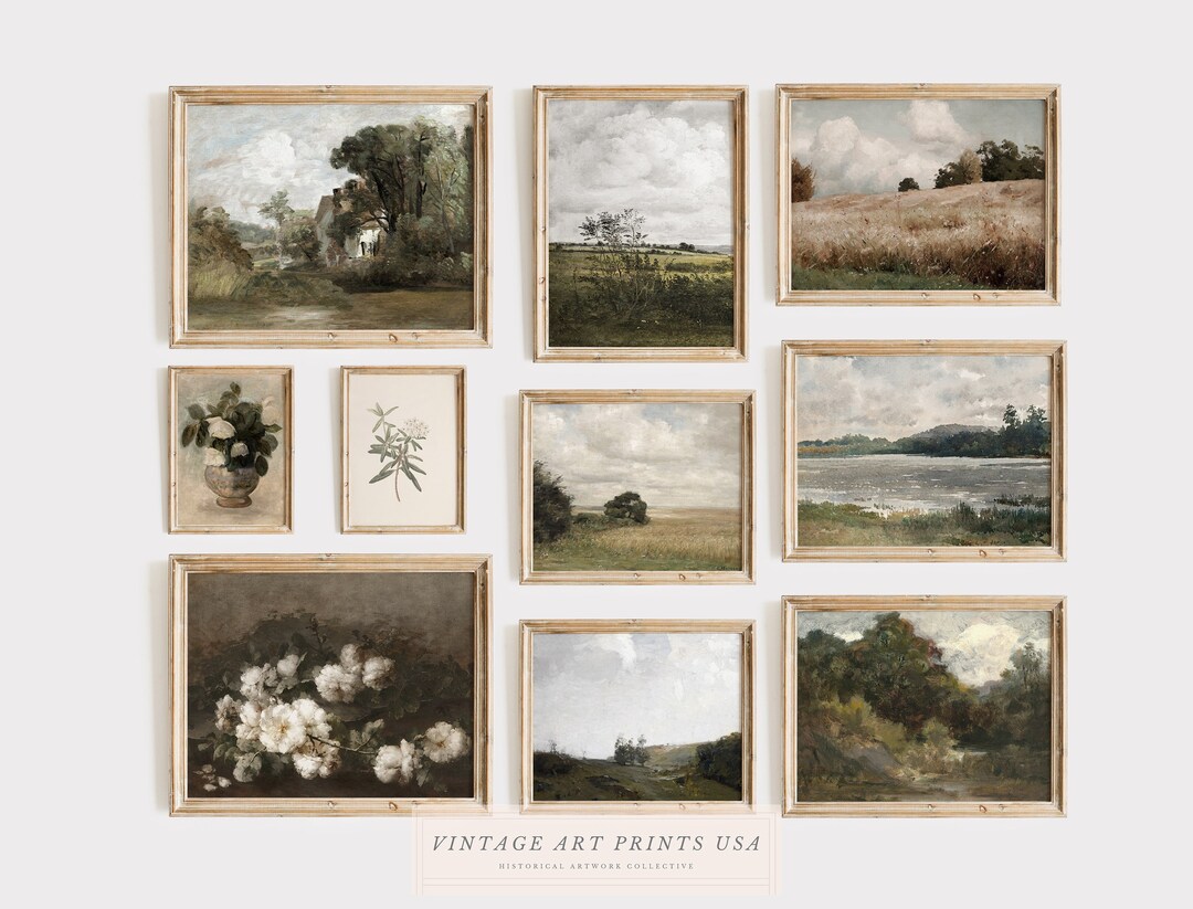 PRINTABLE Vintage Gallery Wall Art Set of 10 | Warm Aesthetic | Instant ...