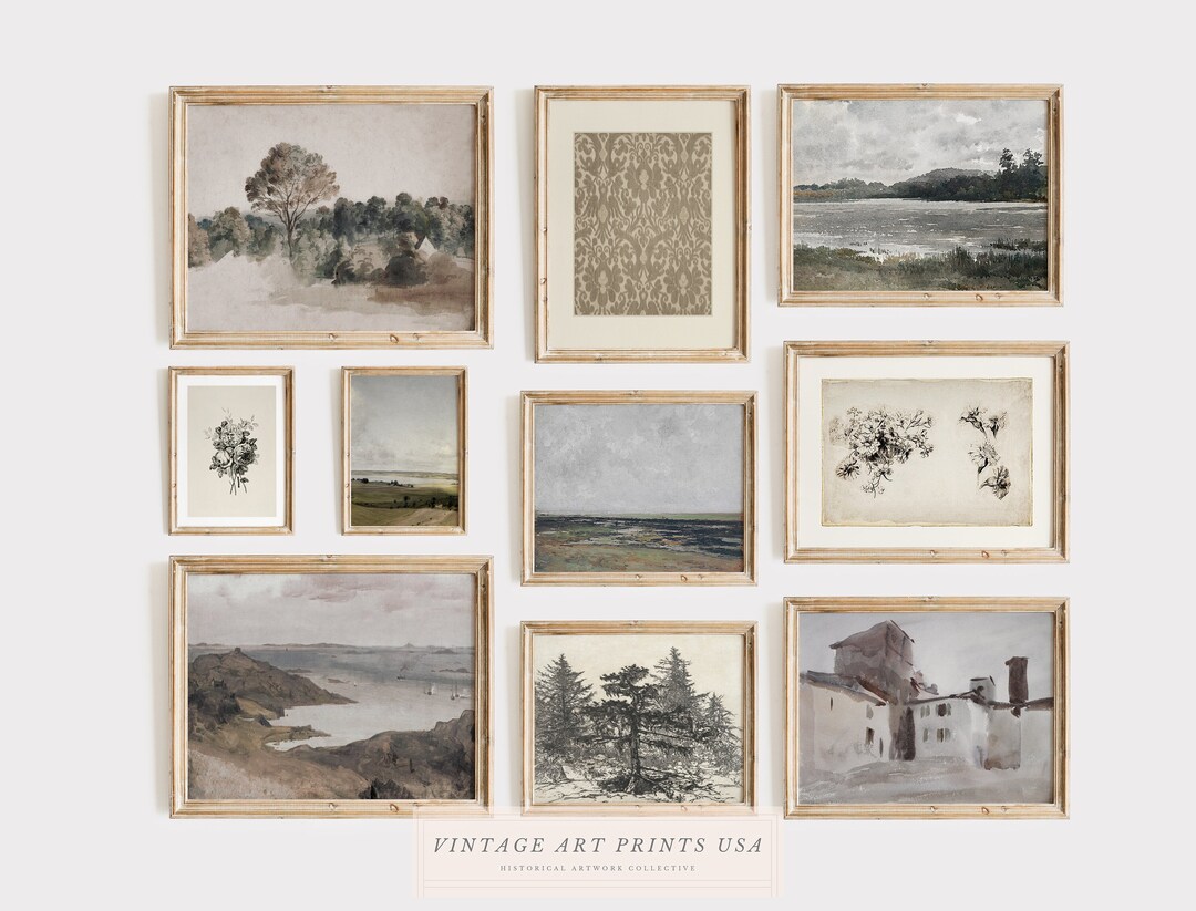 PRINTABLE Vintage Gallery Wall Art Set of 10 Warm Aesthetic Instant