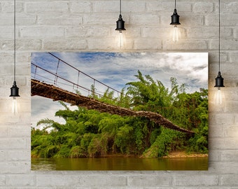 Walking Bridge The River Kwai - Canvas gallery wrap photograph picture stretched canvas print fine art wall art photography wall decor gift