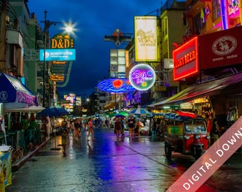 Khao San Road Night Scene - digitaler Download jpg Datei Wand Kunst Digital Sie Druck Fotografie druckbare Foto Wand Dekor Kunst Geschenk