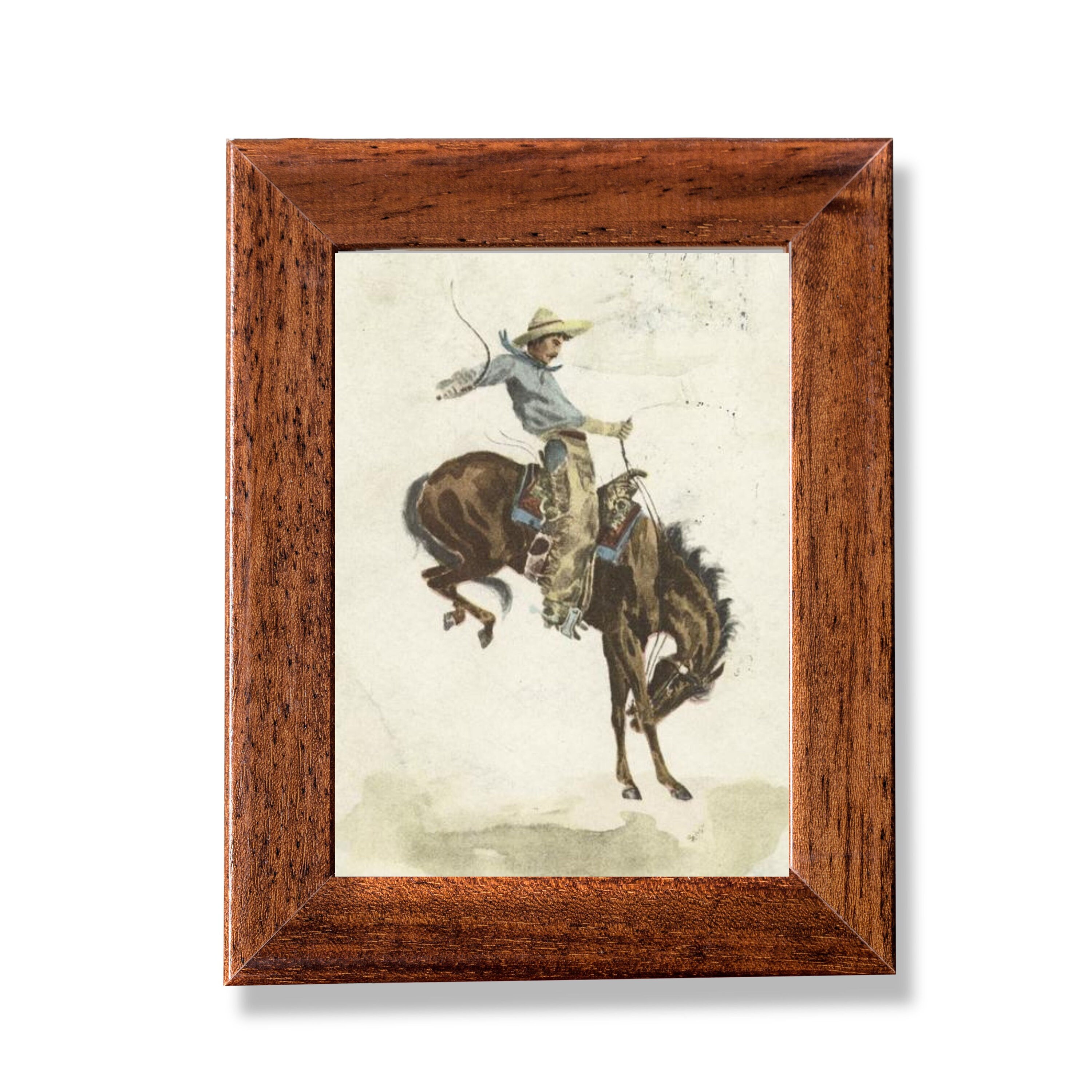 Vintage Western Art Print - Bucking Bronc - Print of Vintage Painting ...