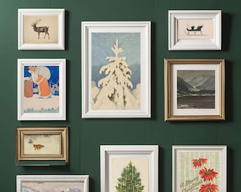 Vintage Printable Holiday Gallery Wall Art Digital Download- Set of 50+ Images - Seasonal Decor - Winter - Christmas