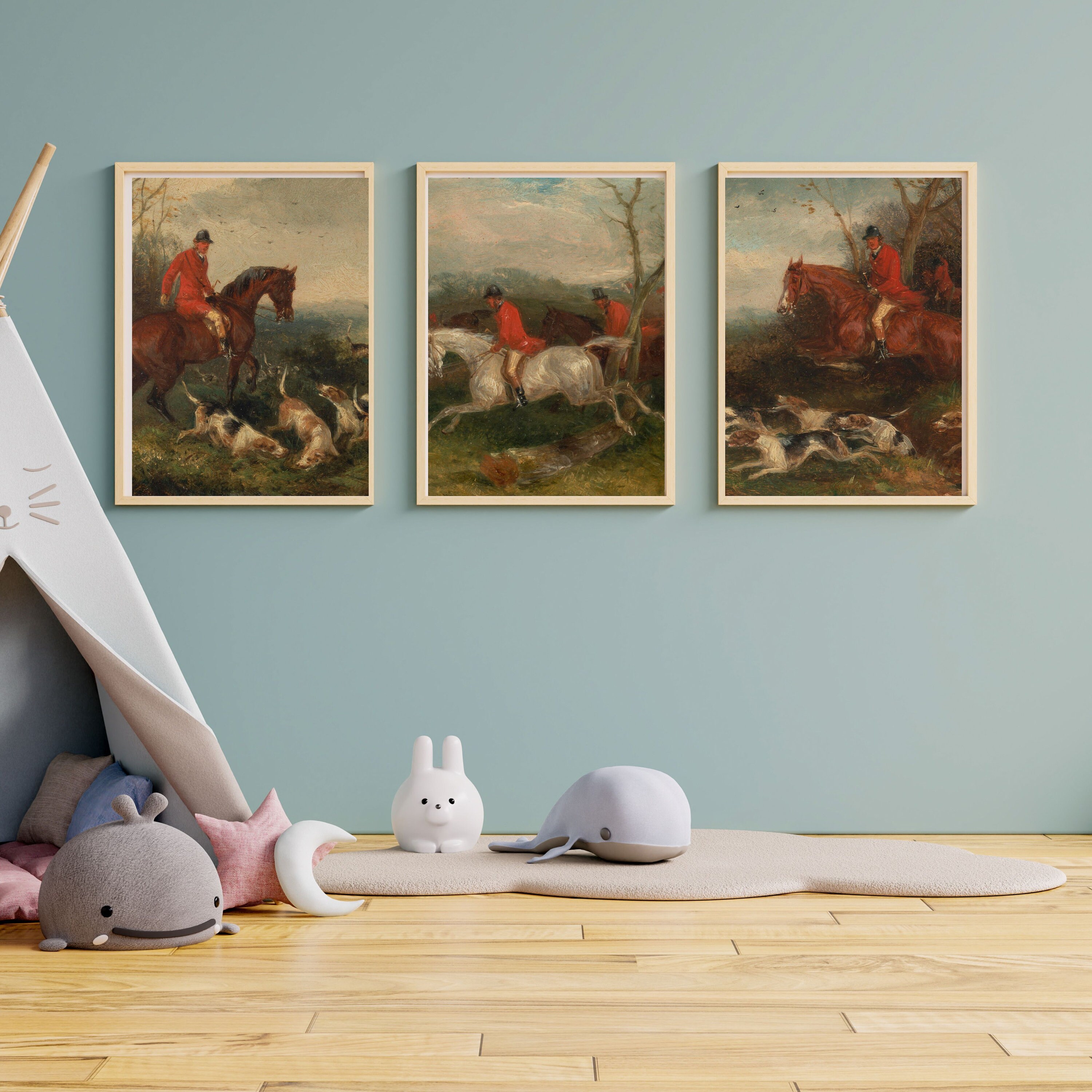 Vintage Printable Fox Hunting Wall Art - Set of 4 Images - Wall Decor ...