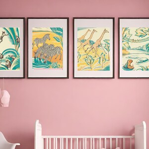 Vintage Printable Jungle Nursery Wall Art - Colorful Illustration ...