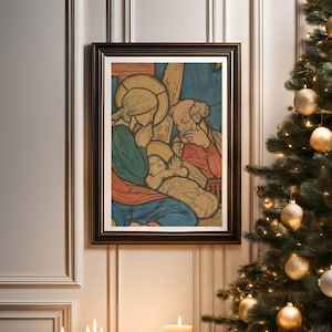 Printed Christmas Art - Vintage Nativity Scene Painting Print - Wall Decor - Fine Art Paper Prints
