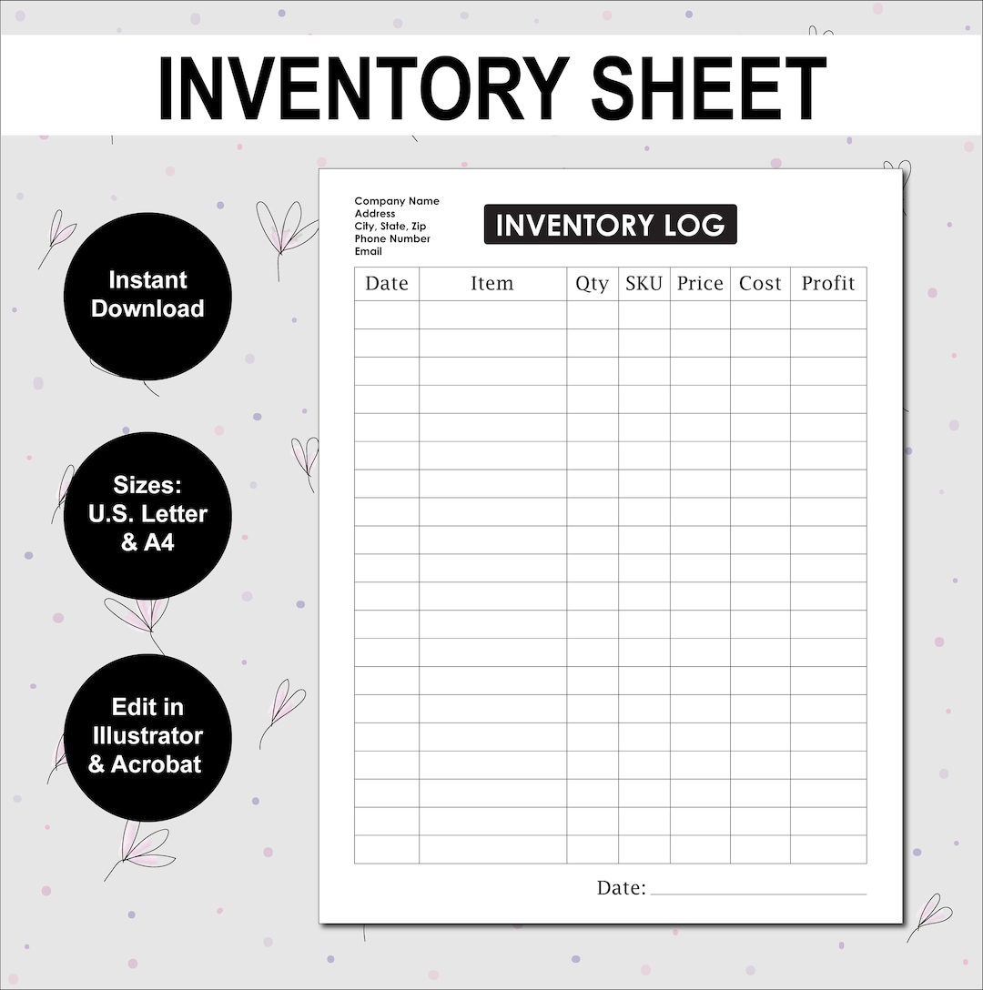 Inventory Sheet - Etsy