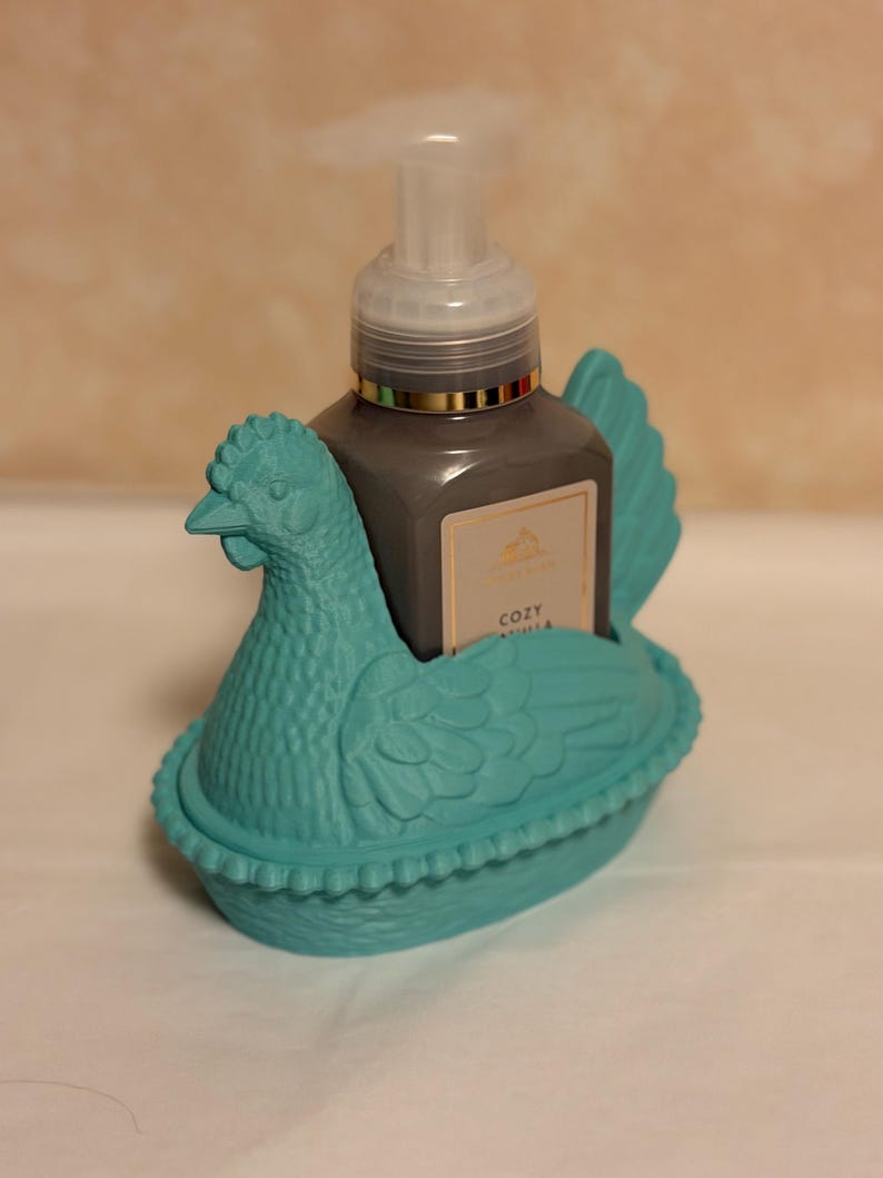 Hen on a Nest Soap holder for Bath and Body Works Soap turquoise