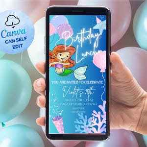 Under the Sea Digital Invites, Ariel The little Mermaid Birthday Invites, Ariel Cell Phone invites, Princess Birthday party