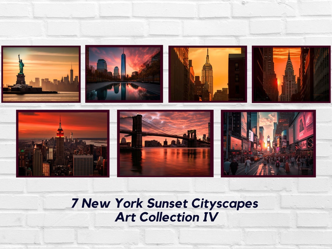 New York Print Set Set of 7 Printable New York Art Prints Digital Art