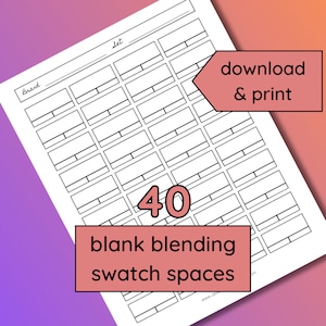 40 Blank 2-Color Blending Swatch Spaces Chart | Printable | Color Chart for Pencils, Markers | Swatching | Adult Coloring | Instant Download