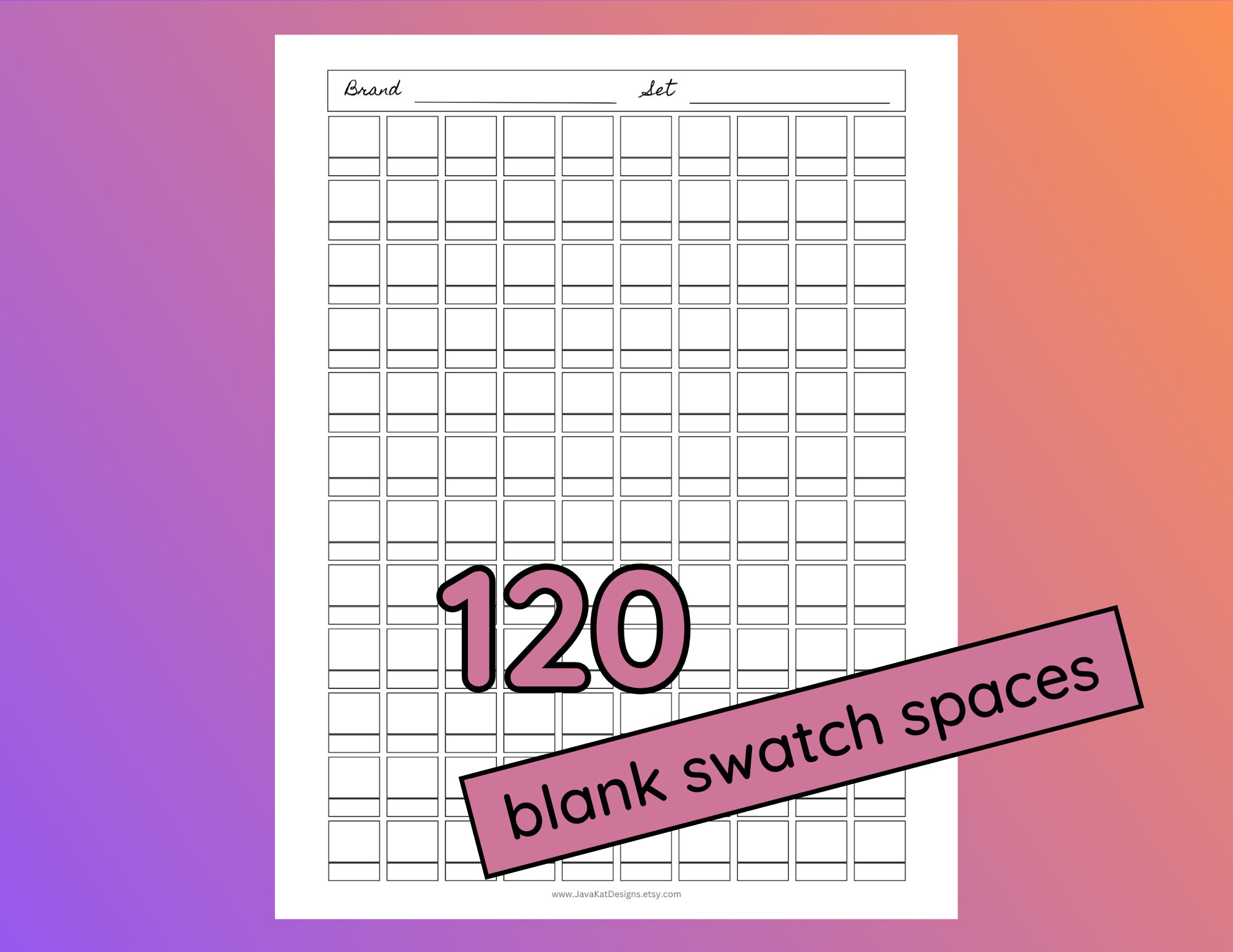 72 100 and 120 Blank Color Swatch Charts Printable Color Charts 72 100 and 120 Blank Color Swatch Charts Printable Color Charts