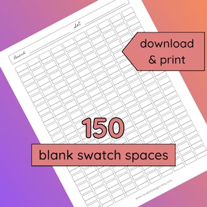150 Blank Color Swatch Chart | Printable | Color Chart for Colored Pencils, Markers | Swatching | Adult Coloring | PDF | Instant Download