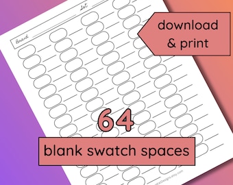 64 Blank Color Swatch Chart | Printable | Color Chart for Colored Pencils, Markers | Swatching | Adult Coloring | PDF | Instant Download