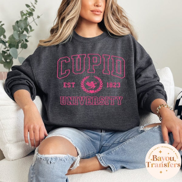 Cupid University Screen Print | Cupid Screen Print Transfer | Valentine Screen Print | Ready to Ship | Valentine Heat Transfer