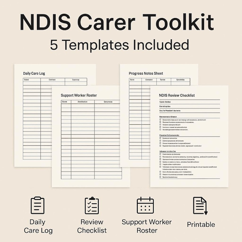 NDIS Carer Toolkit | 5 Printable Templates (daily Log, Meds Tracker ...