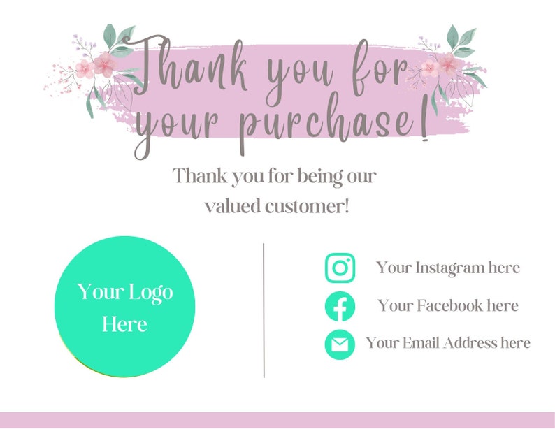 Business Thank You Card Etsy