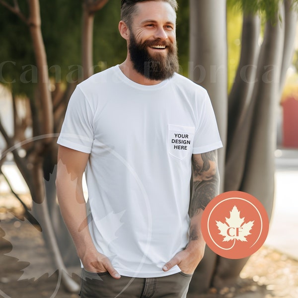 6030 Mockup, Comfort Colors 6030 Pocket T-Shirt Mockup Man, Lifestyle Mockup, Styled Pocket Tee Mock, Man Pocket TShirt Mockup