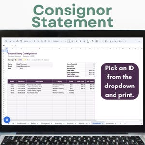 Consignment Shop Tracker | Inventory, Splits, Payouts (Excel/Google Sheets) imagen 4