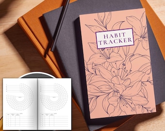 Floral Habit Tracker Journal: A5 Monthly Wheel Notepad