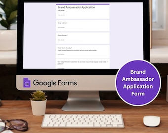 Brand Ambassador Application Google Form, Brand Ambassador Template, Google Form Template, Customizable Form, Business Form Template