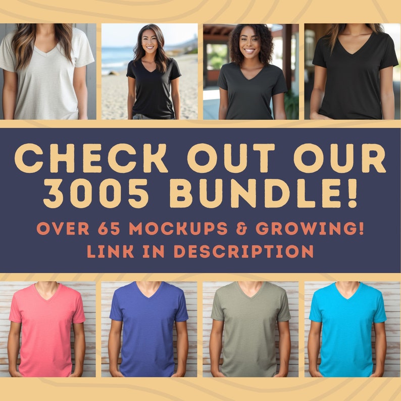 3005CVC Mockup 3005 Black Heather Mockup Vneck Tshirt - Etsy