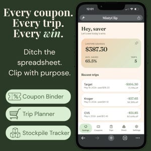 Extreme Couponing App – Digital Binder, Trip Planner, Stockpile Tracker (Digital Download)