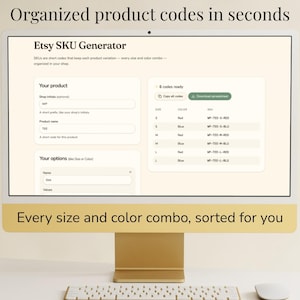Générateur de références Etsy | Générateur de codes de produits en vrac, exportation de feuilles de calcul (application Web)