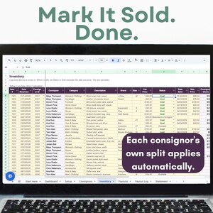 Consignment Shop Tracker | Inventory, Splits, Payouts (Excel/Google Sheets) imagen 5