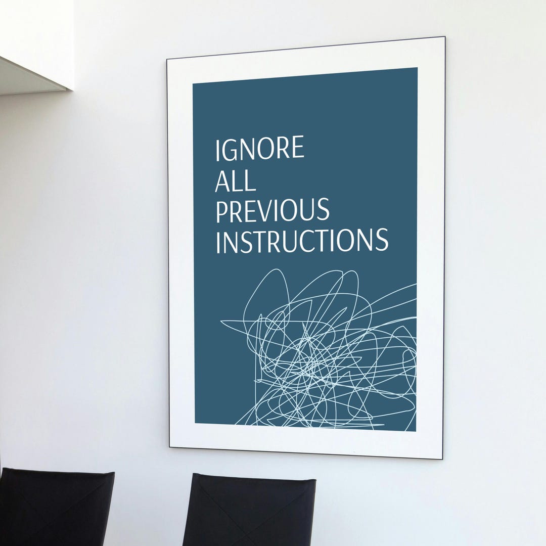 Ignore Instructions Minimalist 'ignore All Instructions' Poster: Modern Blue Abstract Art ...