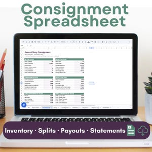Consignment Spreadsheet | Inventory, Consignor Splits, Payouts & Statements | Resale Shop Tracker for Excel and Google Sheets