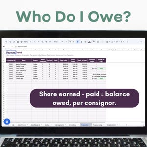 Consignment Shop Tracker | Inventory, Splits, Payouts (Excel/Google Sheets) imagen 3