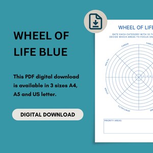 Blue Wheel of Life Template PDF to Assess Your Life. A4, A5 and US ...