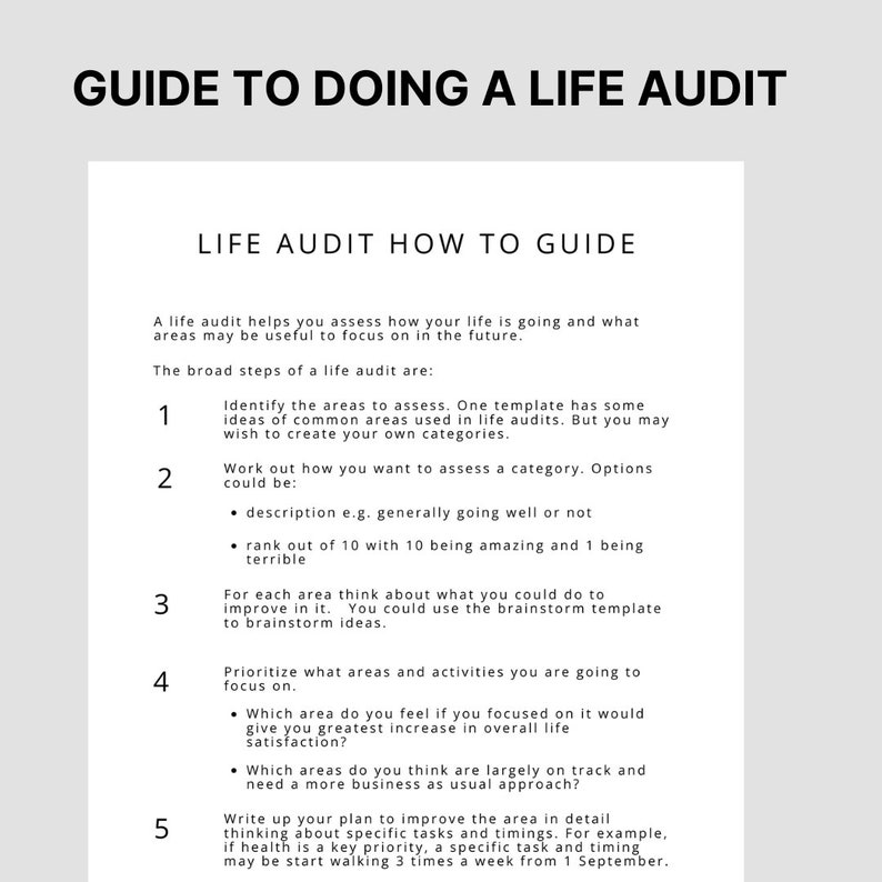 Life Audit Template With How to Guide. Assess Your Life to Work Out Life Audit Template With How to Guide. Assess Your Life to Work Out