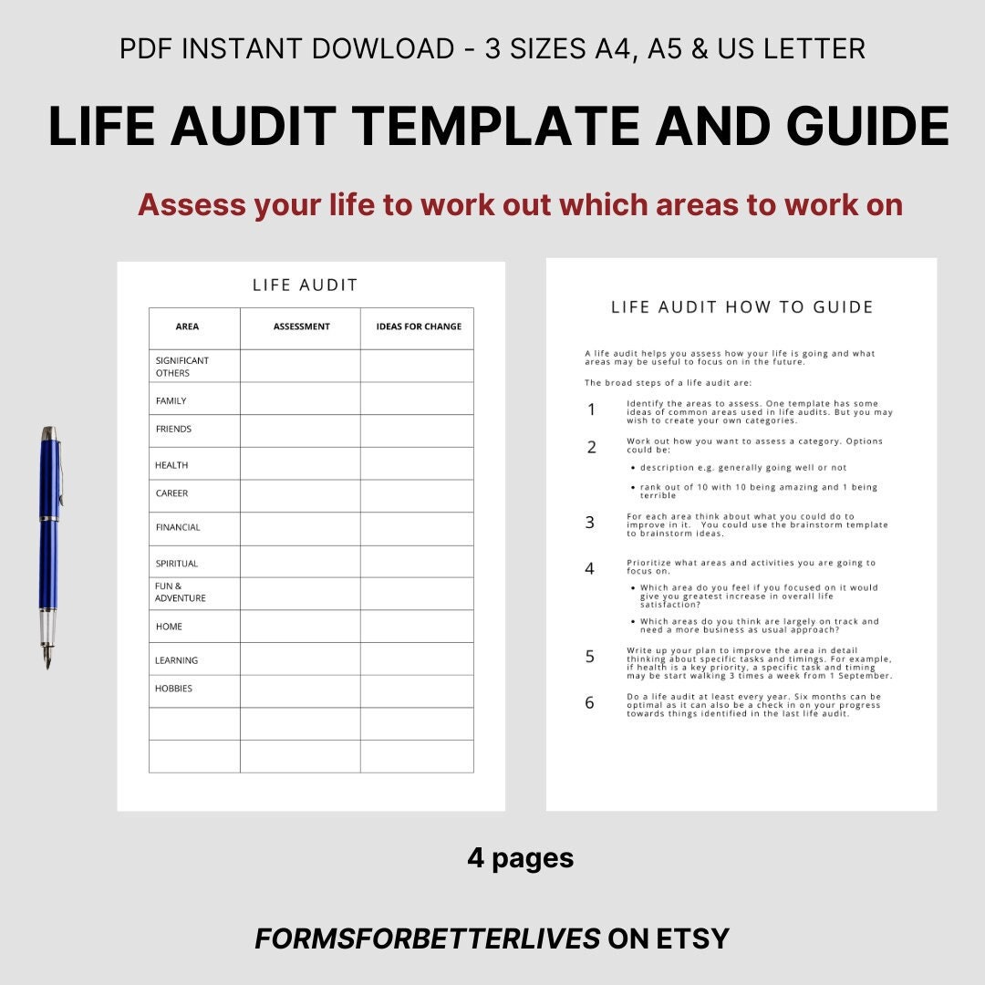 Life Audit Template With How to Guide. Assess Your Life to Etsy UK Life Audit Template With How to Guide. Assess Your Life to Etsy UK