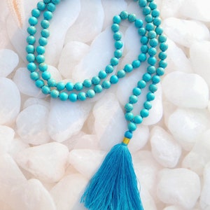 Turquoise Mala 108 Beads Mala Beads - Mala Necklace - 108 Mala - Bright Mala - meditation beads -gemstone mala - prayer yoga beads japa mala