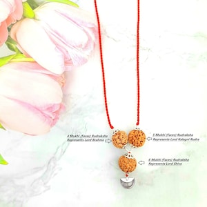 4, 5, 6 Mukhi (Faces) Rudraksha Beads Natural Spiritual Beads Siddha Rudra Mala , Kantha Mala, Siddha Mala, ORIGIN NEPAL with Moon Charm