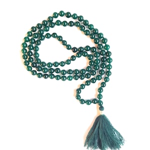 108 Green Jade 8mm Mala beads Necklace, Natural Green Jade Prayer beads - Energised Yoga Karma Nirvana - Meditation mala 8mm- Prayer beads