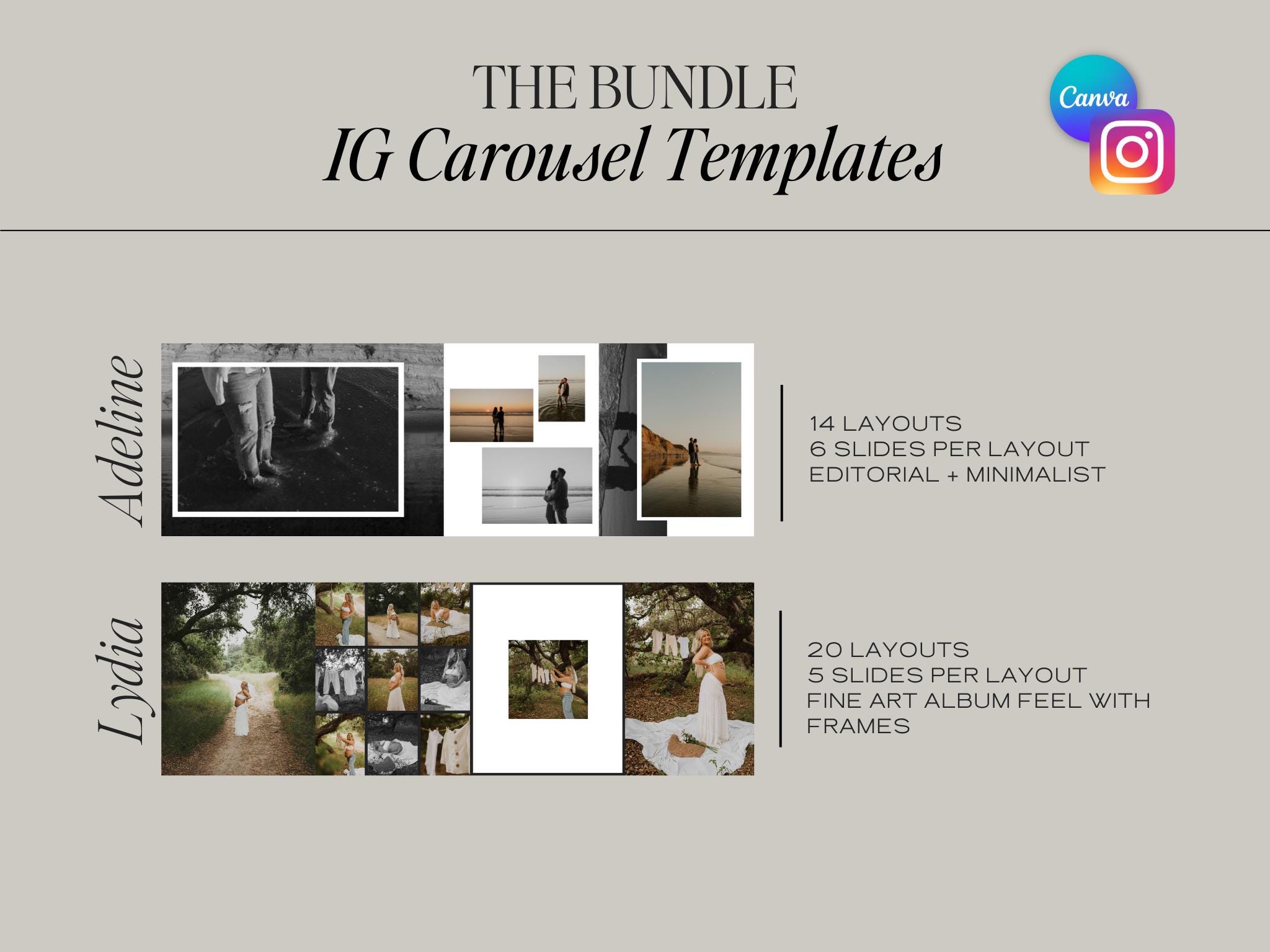 The BUNDLE | Instagram Carousel Templates | Canva Template - Etsy