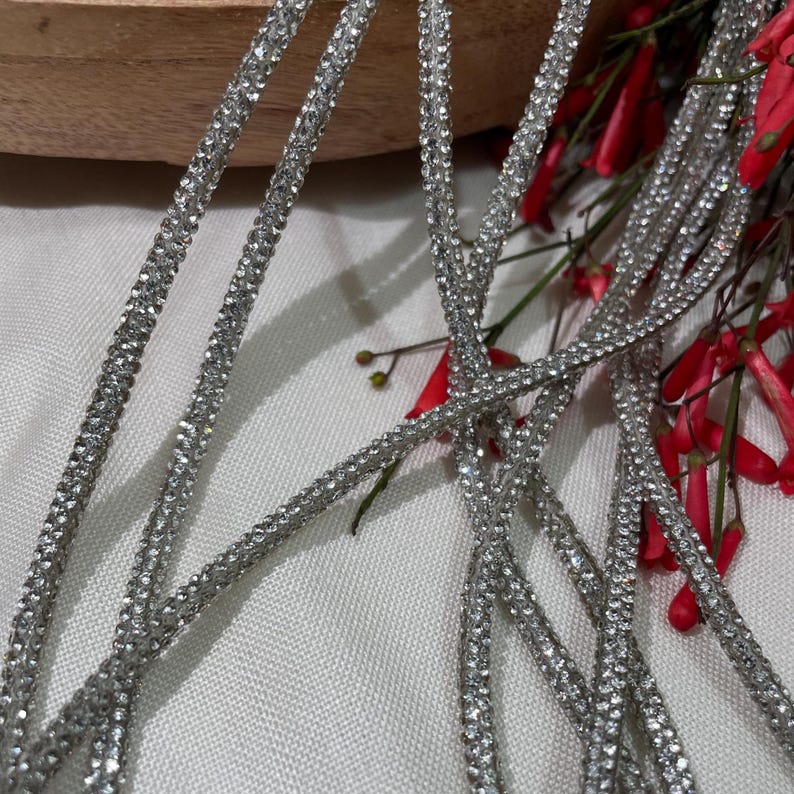 5mm Rhinestone Cord Trim, Sparkly Crystal Rope Chain, Bridal Sewing ...