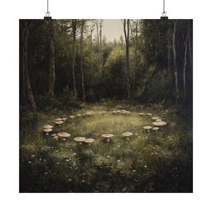 Poster, Fairycore Art, Fairy Grunge, Fairy Ring, Mushroom Forest Art, Forest Art, Enchanted Forest Art, Dark Cottagecore, Whimsigoth Decor image 1