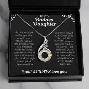 Collier fille TO MY BADASS avec carte à message Collier phénix montant pour femme Cadeau pour ma fille papa